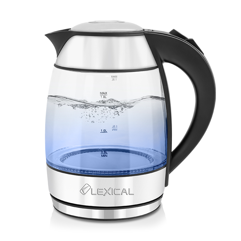 Lexical LEK-1451 Şüşə Elektrik Çaydanı – 1.8 L, 2200W, Mavi LED İşıqlı